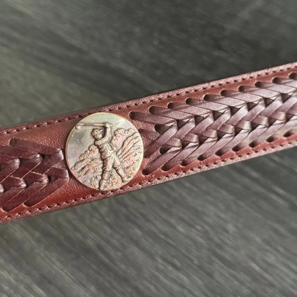 Onyx By Brighton Brown Braided Leather Golf Belt Silver Tone Hardware